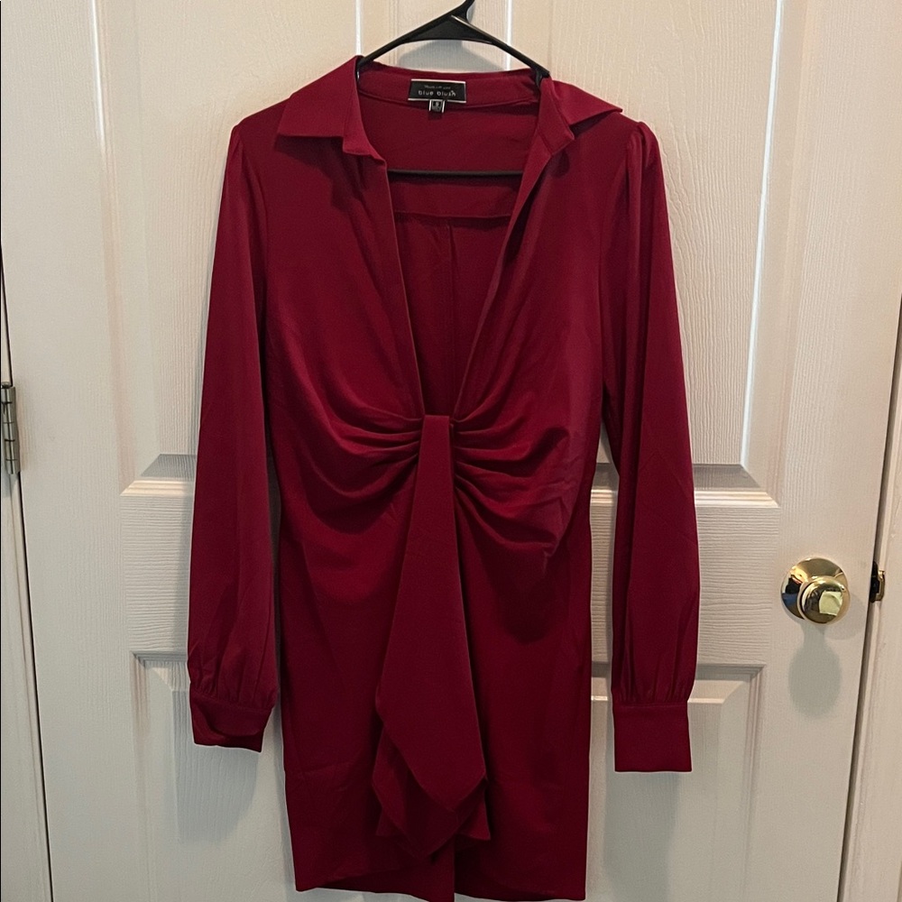 Blue Blush Elegant Red Long Sleeve Dress